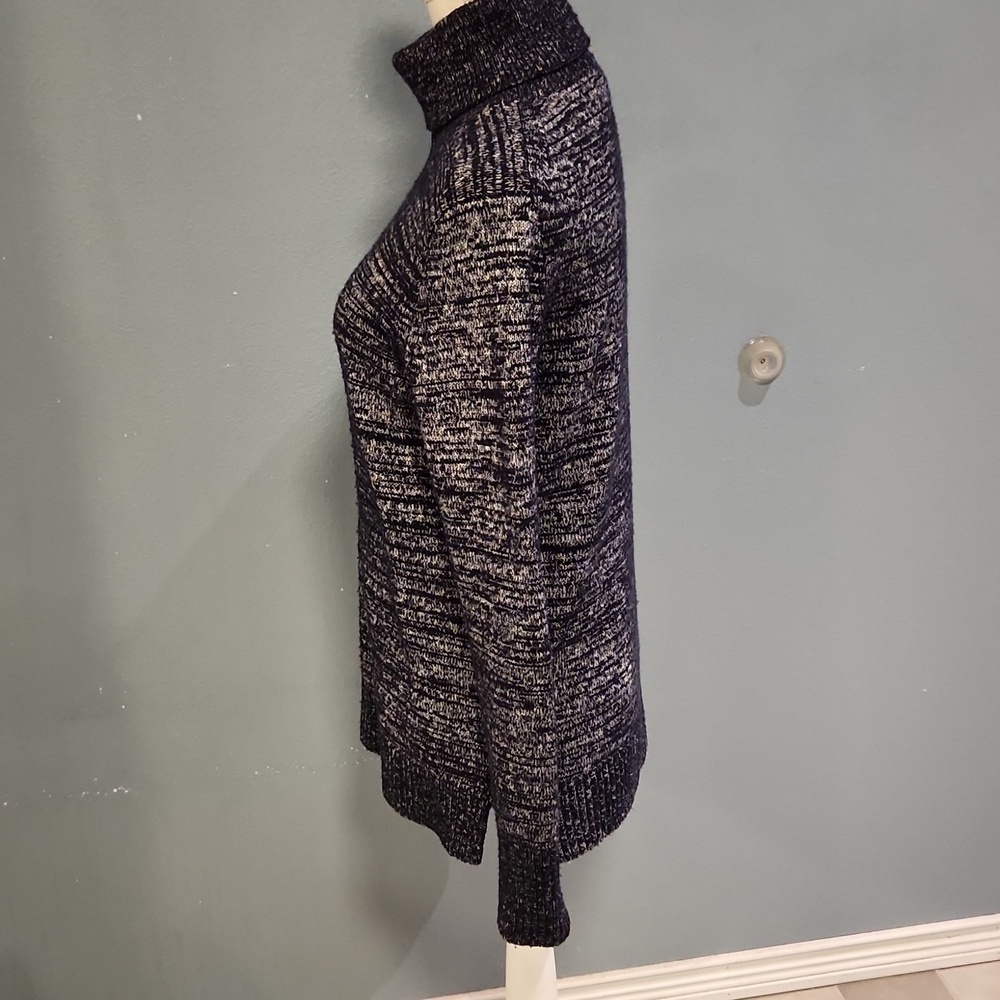 JCrew CottonWool Blend Heathered Navy Blue TurtleNeck Sweater Vintage Y2K Chunky - Picture 3 of 10